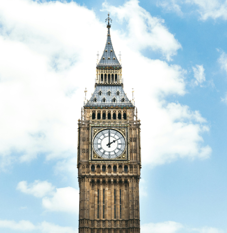 Big Ben against a blue sky