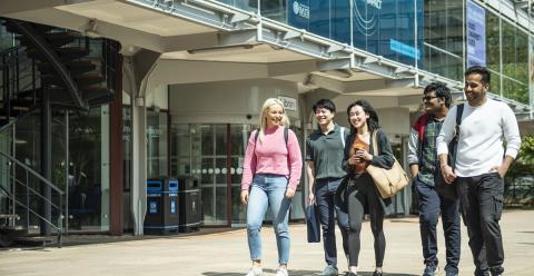 University of Bath students walk through campus